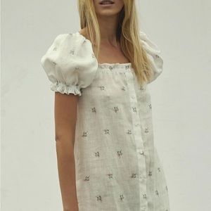 Sleeper linen midi dress small